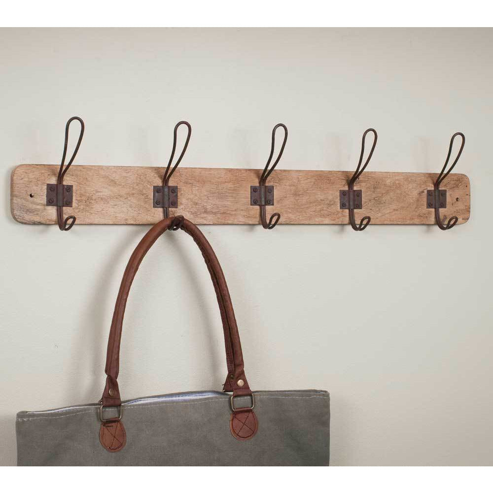 Vintage Style Wood Rack with 5 Double Coat Hanger Hooks - FIG TREE ~Treasures for the Heart & Home~™