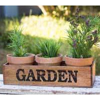 Wooden Garden Caddy with Three Pots - FIG TREE ~Treasures for the Heart & Home~™